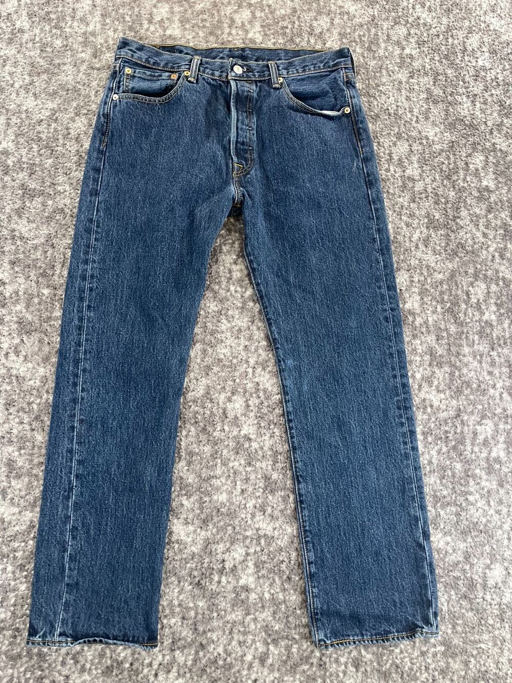 Levis 501 Jeans Mens 33x29 Dark Wash Straight Leg Button Fly Denim Classic